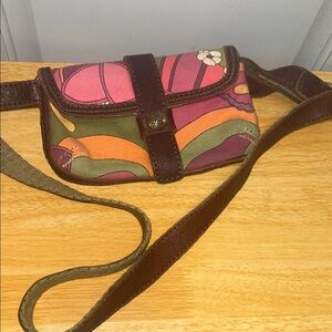 Lucky Brand Pink Orange Green Floral Canvas Belt Bag 🍀